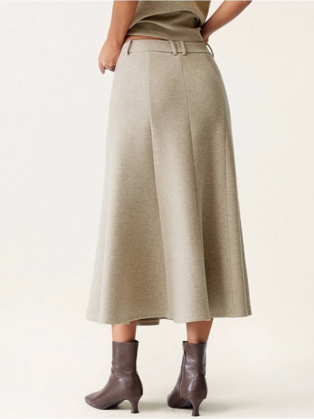 OGL High Waisted Umbrella Hem Midi Skirt - Picture 5 of 5